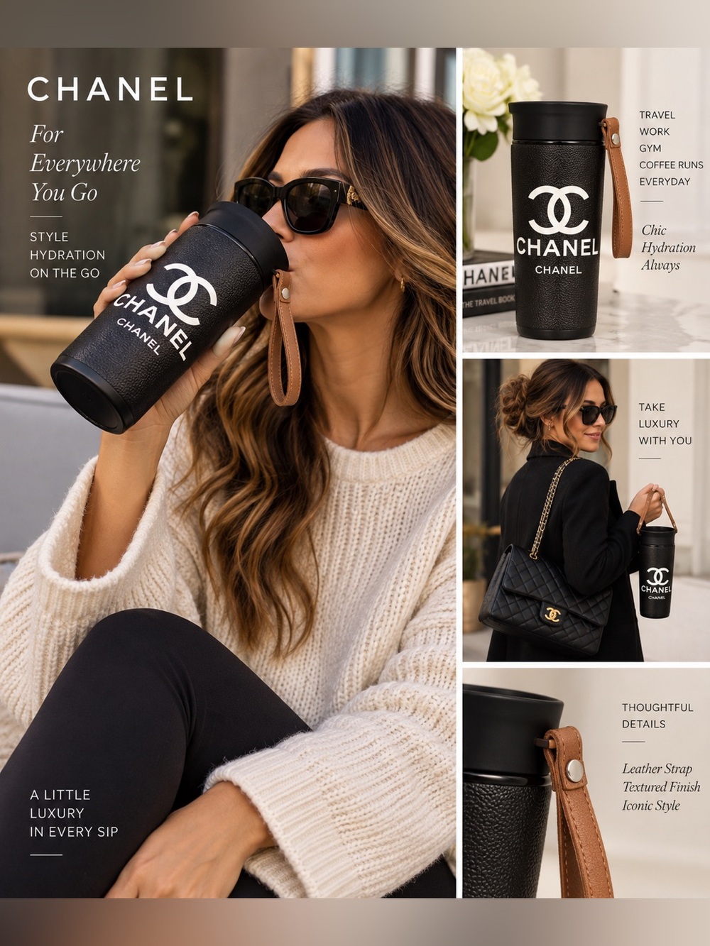 Unlisted Black and Tan Textured Travel Tumbler